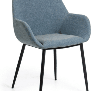 Spisebordsstol med armlæn Kave Home Konna polstret chenille blå/sort nordisk design H83ÃB55ÃD59 cm